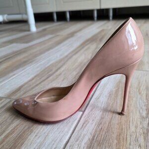 Christian Louboutin Corneille 100 Nude Patent Leather Pump Shoes Eur. 39